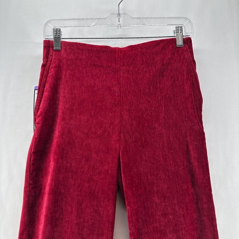Hilary Radley Pants Womens Sz XS Velvet Mid Rise Slim Pull On Elastic Waist Red - Picture 3 of 10